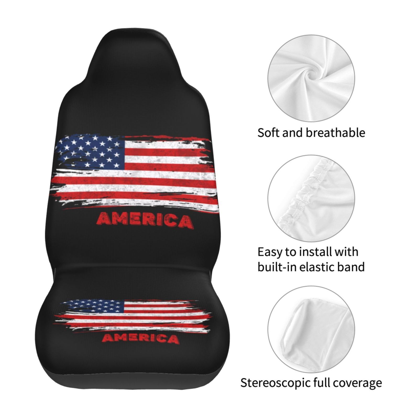 Amazon.co.jp: アメリカ国旗のカーシートカバー フロントシート